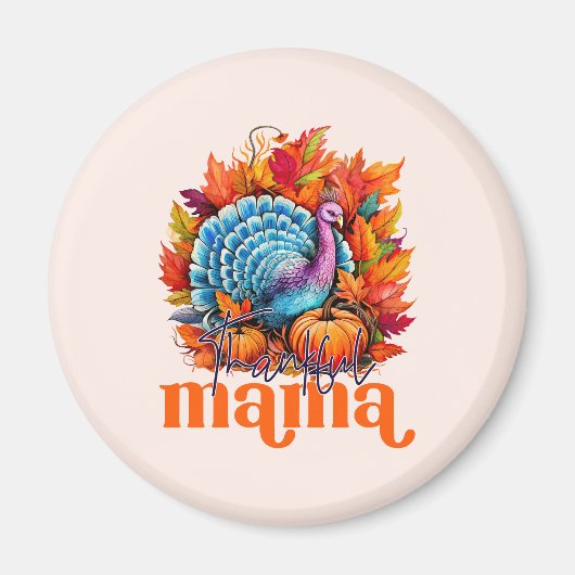Dankbare Mama Turkije en herfst bladeren gebladert Magneet (Voorkant)