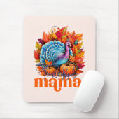 Dankbare Mama Turkije en herfst bladeren gebladert Muismat (Met muis)