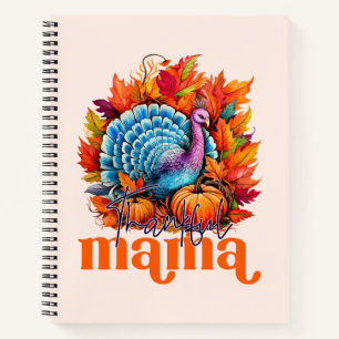 Dankbare Mama Turkije en herfst bladeren gebladert Notitieboek