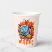 Dankbare Mama Turkije en herfst bladeren gebladert Papieren Bekers (Achterkant)