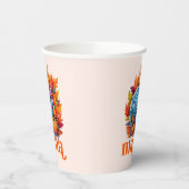 Dankbare Mama Turkije en herfst bladeren gebladert Papieren Bekers (Links)