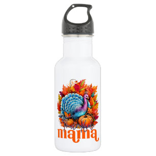 Dankbare Mama Turkije en herfst bladeren gebladert Waterfles