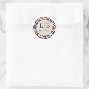 Dankbare Marine Bloemencirkel Ronde Sticker