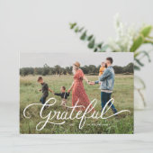Dankbare met de hand beletterde vakantiefotokaart kaart (Staand voorkant)