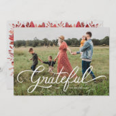 Dankbare met de hand beletterde vakantiefotokaart kaart (Voorkant / Achterkant)