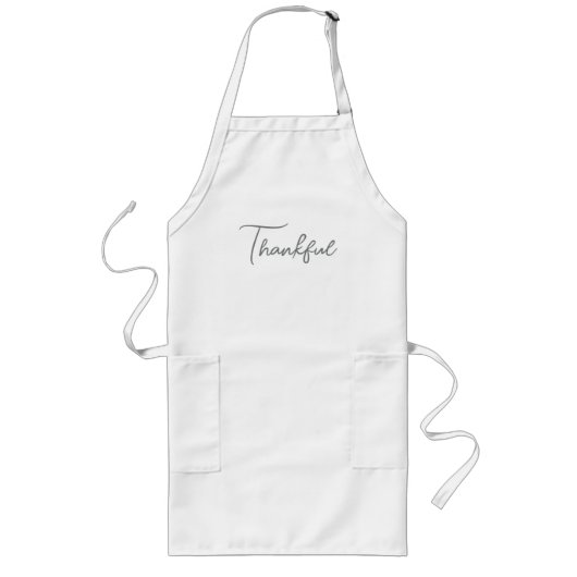 Dankbare Minimalistische Script Herfst Thanksgivin Lang Schort (Voorkant)