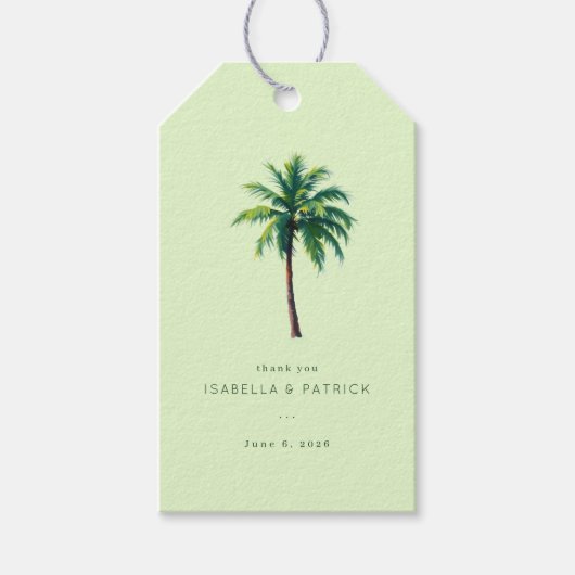 Dankbare Mint Minimalistische Palmboom Cadeaulabel (Voorkant)
