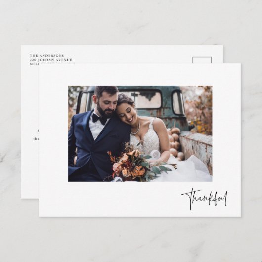 Dankbare Moderne Foto Trouwen Dank u Briefkaart (Voorkant / Achterkant)