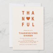 Dankbare Moderne Minimalistische Thanksgiving-dine Kaart (Voorkant)