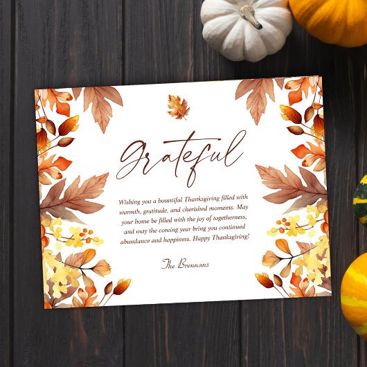 Dankbare moderne rustieke Herfst Thanksgiving vaka Briefkaart