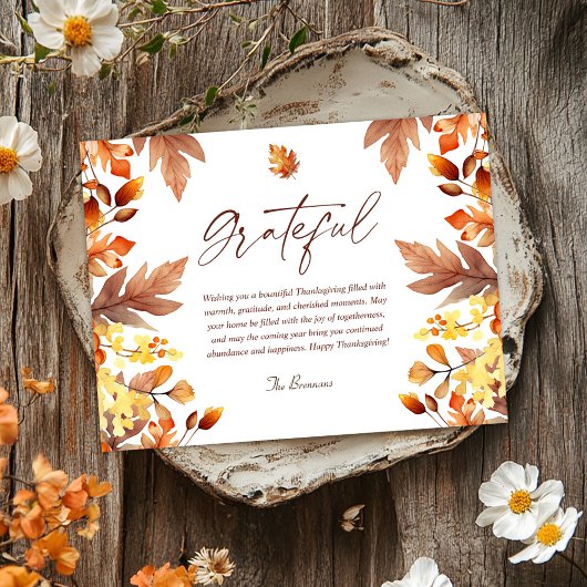 Dankbare moderne rustieke Herfst Thanksgiving vaka Briefkaart