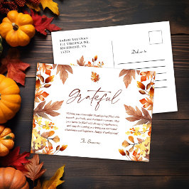 Dankbare moderne rustieke Herfst Thanksgiving vaka Briefkaart