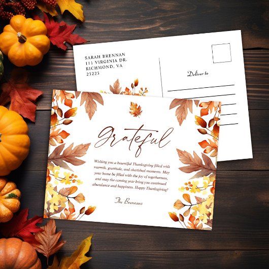 Dankbare moderne rustieke Herfst Thanksgiving vaka Briefkaart