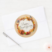 Dankbare oogst Herfstbladeren Krans Dieren Ronde Sticker (Envelop)