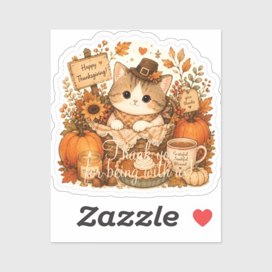 Dankbare Oogst Kitty Sticker (Vel)