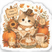 Dankbare Oogst Kitty Sticker (Voorkant)
