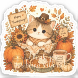 Dankbare Oogst Kitty Sticker