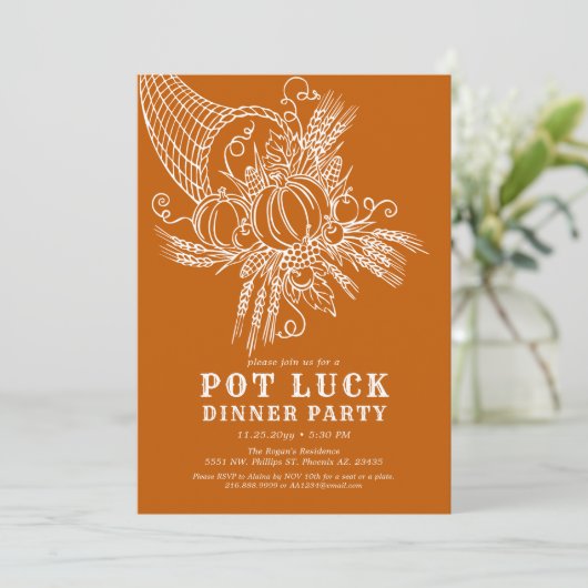 dankbare oogst | Pot Luck Thanksgiving Party Kaart (Staand voorkant)