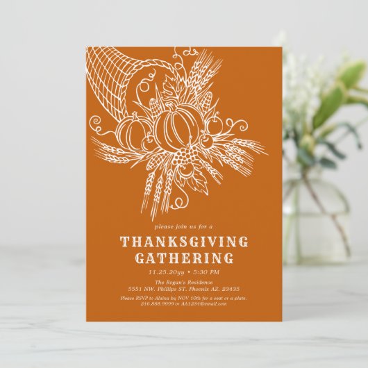 dankbare oogst | Thanksgiving Partij Sinaasappel Kaart (Staand voorkant)