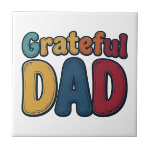 Dankbare Papa Retro Bubble Letter T-shirt Ontwerp_ Tegeltje