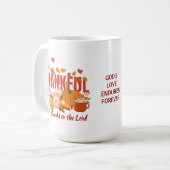 DANKBARE Pompoen Christelijke Thanksgiving Koffiemok (Voorkant links)