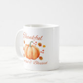 Dankbare Pompoen Dankbaar Gezegend Herfst Kunst Koffiemok (Voorkant links)