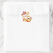 Dankbare pompoen en herfstbladeren ronde sticker (Tas)