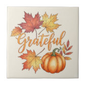 Dankbare pompoen en herfstbladeren tegeltje (Voorkant)