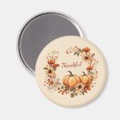 Dankbare pompoen en herfstbloemen krans magneet (Voorkant / Achterkant)