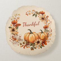 Dankbare pompoen en herfstbloemen krans