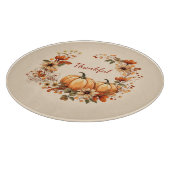 Dankbare pompoen en herfstbloemen krans snijplank (Hoek)