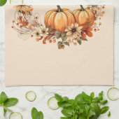 Dankbare pompoen en herfstbloemen krans theedoek (Gevouwen)