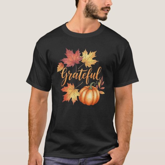 Dankbare pompoen & herfstbladeren Mannen T-shirt (Voorkant)