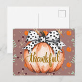 Dankbare Pompoen met Stippenboog Briefkaart (Voorkant / Achterkant)