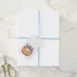 Dankbare Pompoen met Stippenboog Cadeaulabel