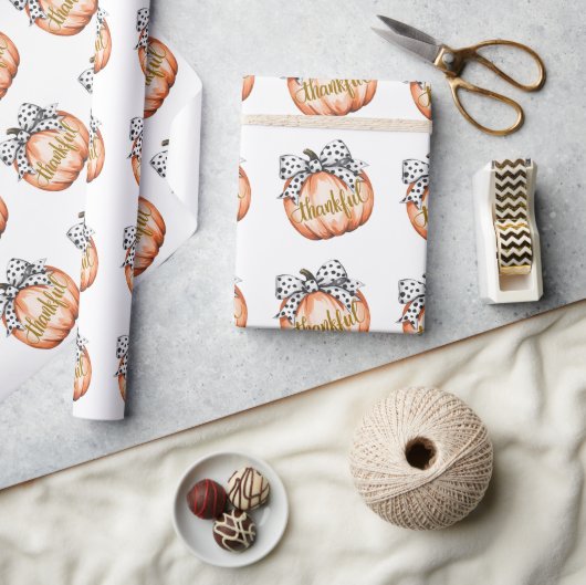 Dankbare Pompoen met Stippenboog Cadeaupapier (Crafts)