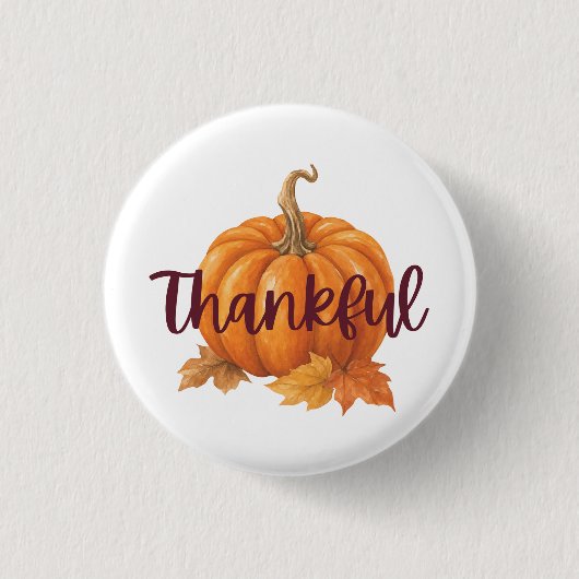 Dankbare Pompoen Thanksgiving Ronde Button 3,2 Cm (Voorkant)