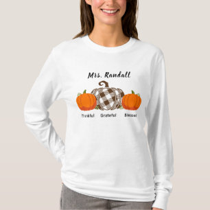 Dankbare pompoen Thanksgiving Teacher's T-shirt