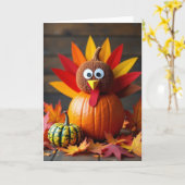 Dankbare Pompoen Vogel Kaart (Gele Bloem)