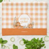 Dankbare Pompoenen Gingham Thanksgiving Theedoek (Gevouwen)