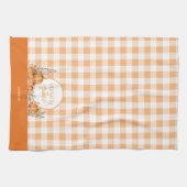 Dankbare Pompoenen Gingham Thanksgiving Theedoek (Horizontaal)