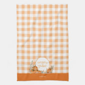 Dankbare Pompoenen Gingham Thanksgiving Theedoek (Verticaal)