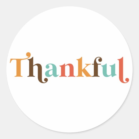 Dankbare Retro Lettertype Thanksgiving Ronde Sticker (Voorkant)
