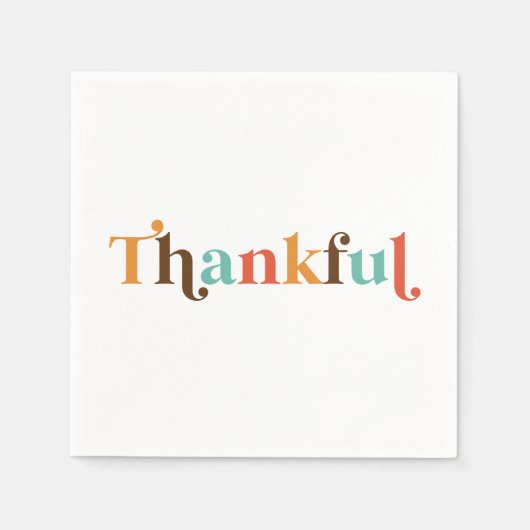 Dankbare Retro Lettertype Thanksgiving Servetten (Voorkant)