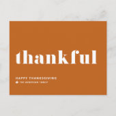Dankbare Retro Typografie Oranje Thanksgiving Feestdagenkaart (Voorkant)