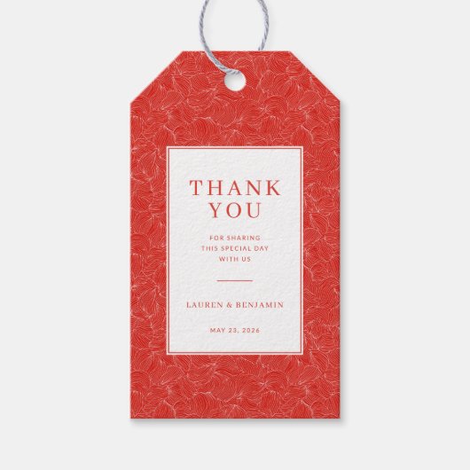 Dankbare Rode Draaiende Lijnen Cadeaulabel (Voorkant)