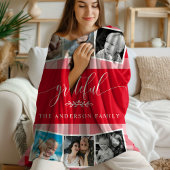 Dankbare Rode Plaid Herfst Familie 6 Fotocollage Fleece Deken