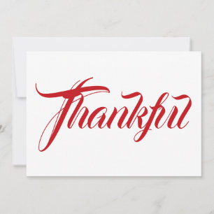 Dankbare rode witte kalligrafie thanksgiving kaart