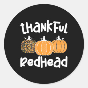 Dankbare roodharige Thanksgiving roodharige vrouw Ronde Sticker