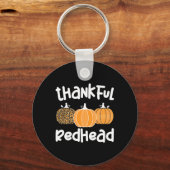 Dankbare roodharige Thanksgiving roodharige vrouw Sleutelhanger (Voorkant)